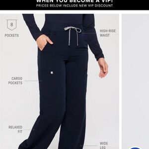 Women's Navy High-Rise Wide Leg Scrub Pants